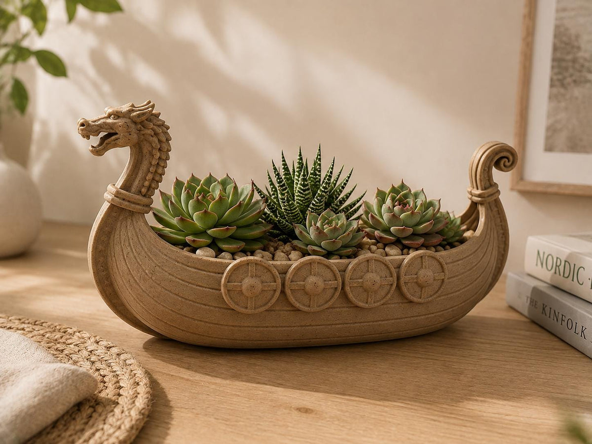 Viking Longship Planter | Norse Dragon Boat Succulent Pot | Nordic Plant Holder | Viking Decor | 3D Printed Planter | Small, Medium & Large
