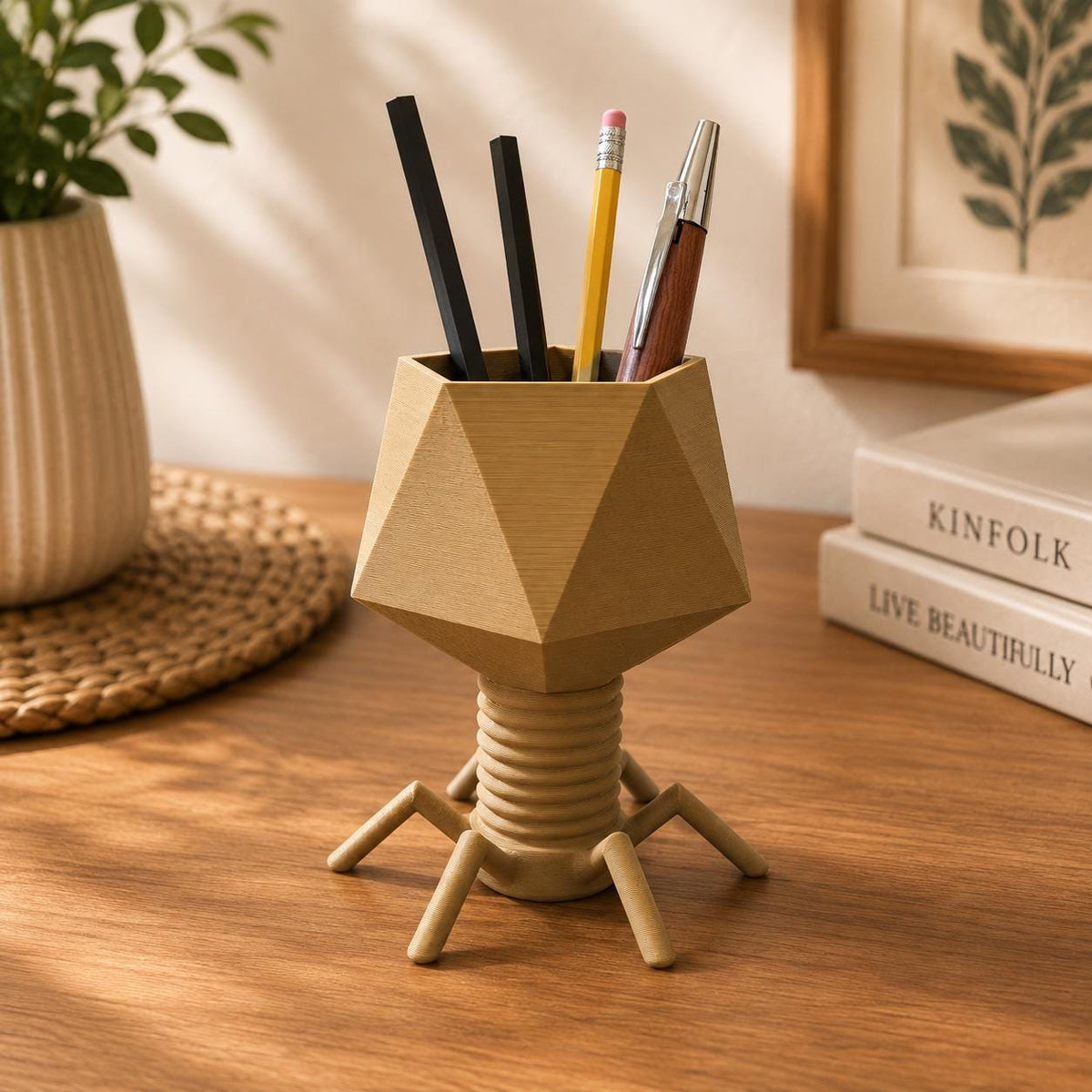 Bacteriophage Pen Holder, Science Inspired Desk Accessory, Quirky Planter, Gift for Plant Lovers, Office Supplies, Biology Decor, Custom