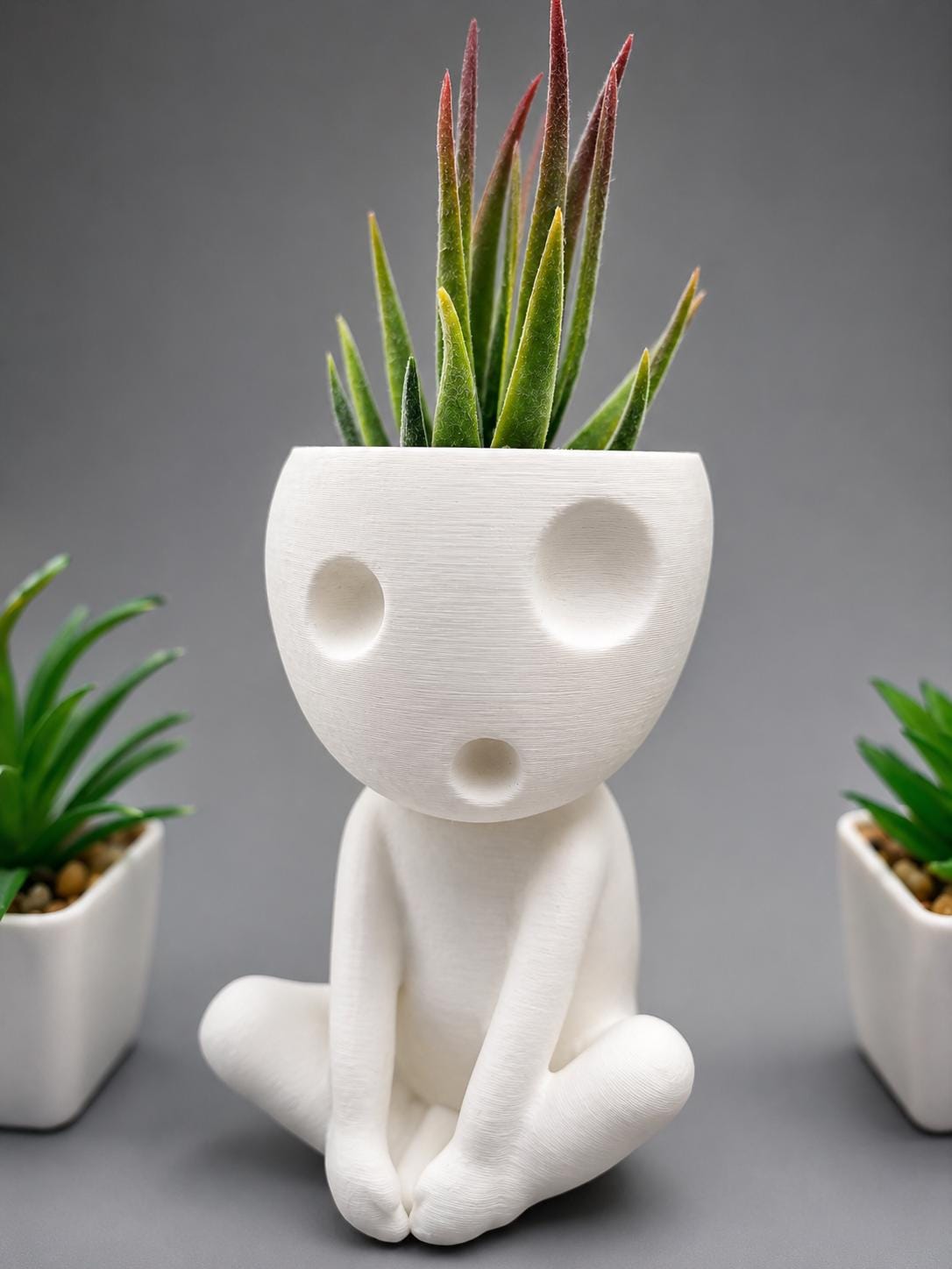 Sitting Kodama Planter with Crossed Legs - Cute Succulent Pot, Desk Tidy, Fanart - 4 Sizes, Drainage Hole, Gift for Plant Lovers
