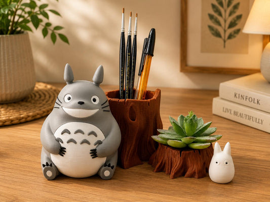 Spirit of the Forest Plant Pot & Pen Holder Set | Succulent Planter | Cute Geek Desk Decor | Eco-Friendly Vase for Home or Office