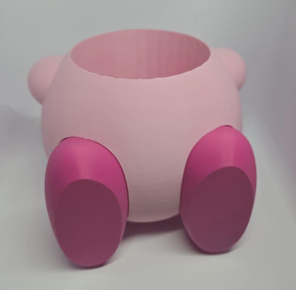Pink Kirby Pen Holder & Planter | Cute 3D Printed Desk Organiser | Gamer Pencil Pot | Succulent Plant Pot | Gaming Room Decor