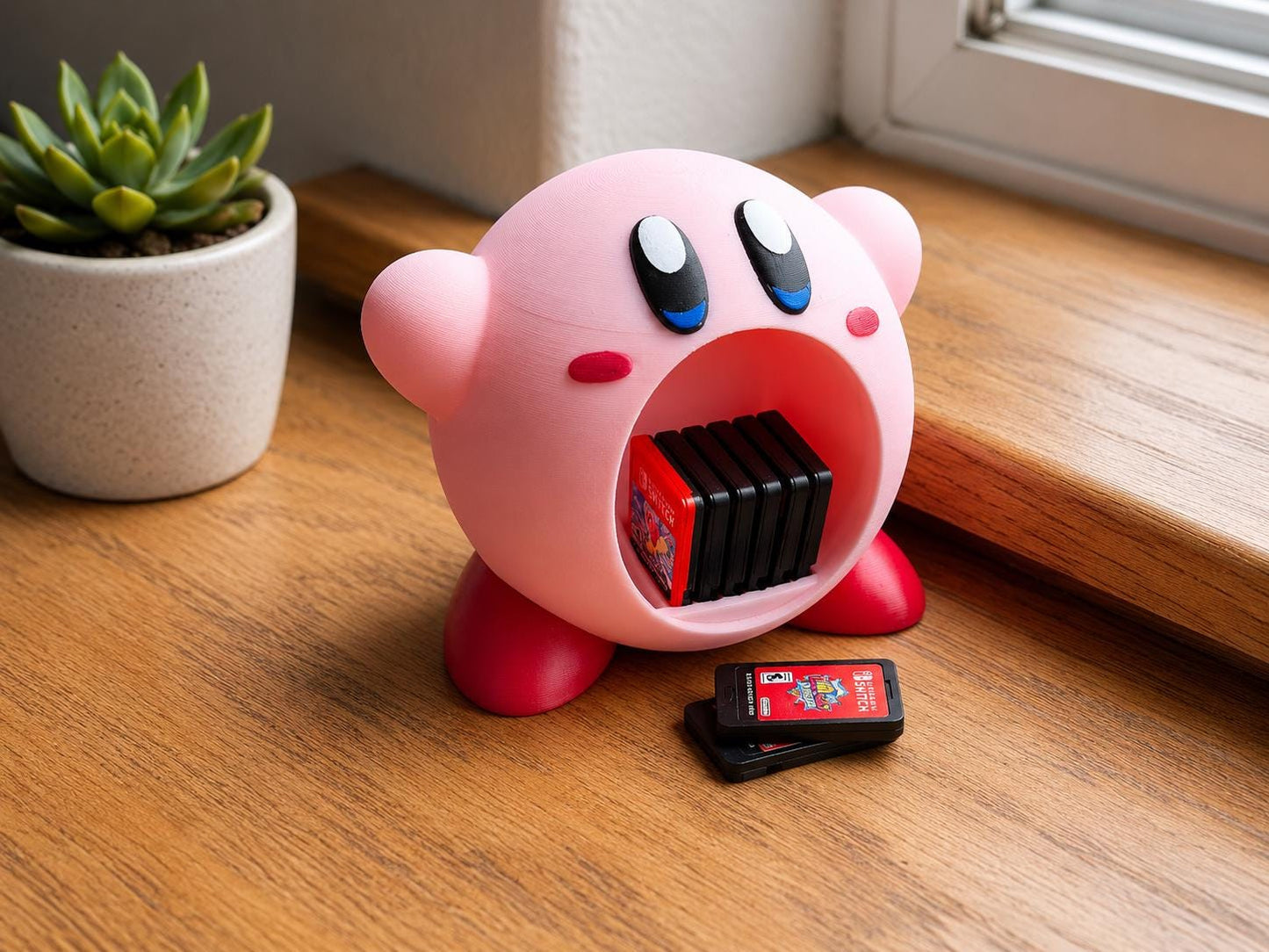Kirby Switch Game Holder | Nintendo Switch Cartridge Storage | 3D Printed Kirby Desk Organiser | Gamer Gift | Gaming Room Decor