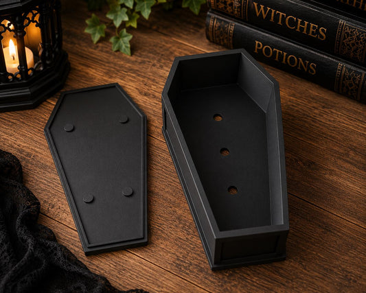Coffin Planter with Drainage Tray | Gothic Plant Pot | Spooky Succulent Planter | Goth Home Decor | Halloween Plant Pot | Dark Academia