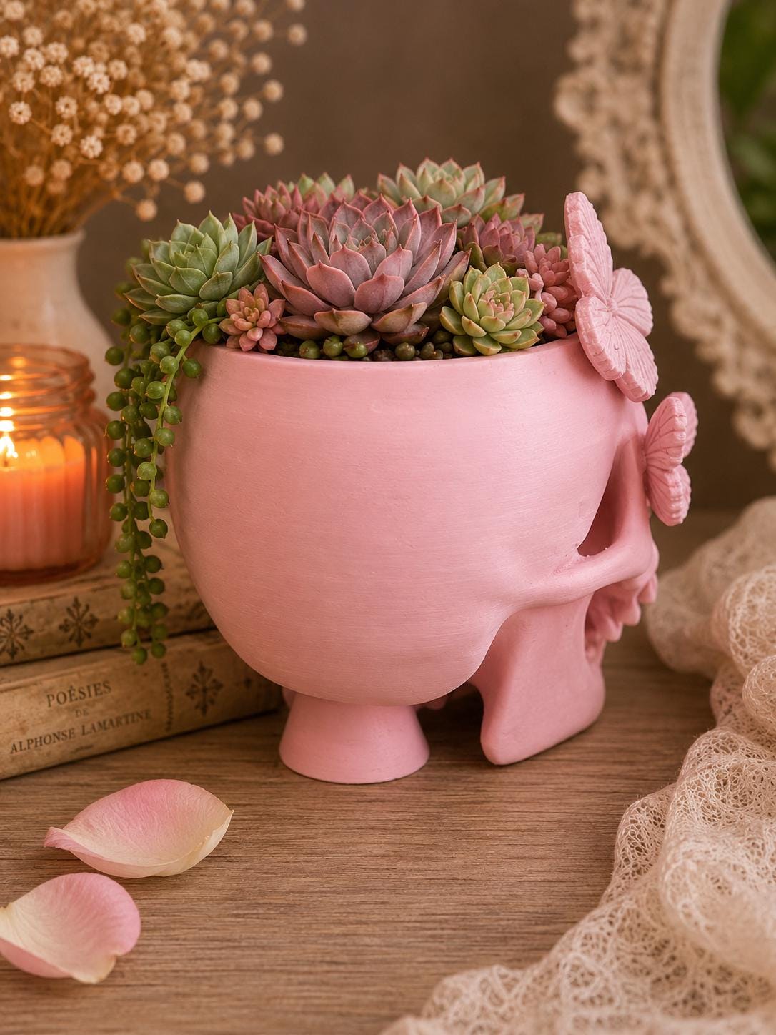 Butterfly Skull Planter | Gothic Skull Plant Pot | Butterfly Succulent Planter | Alternative Home Decor | Goth Plant Lover Gift