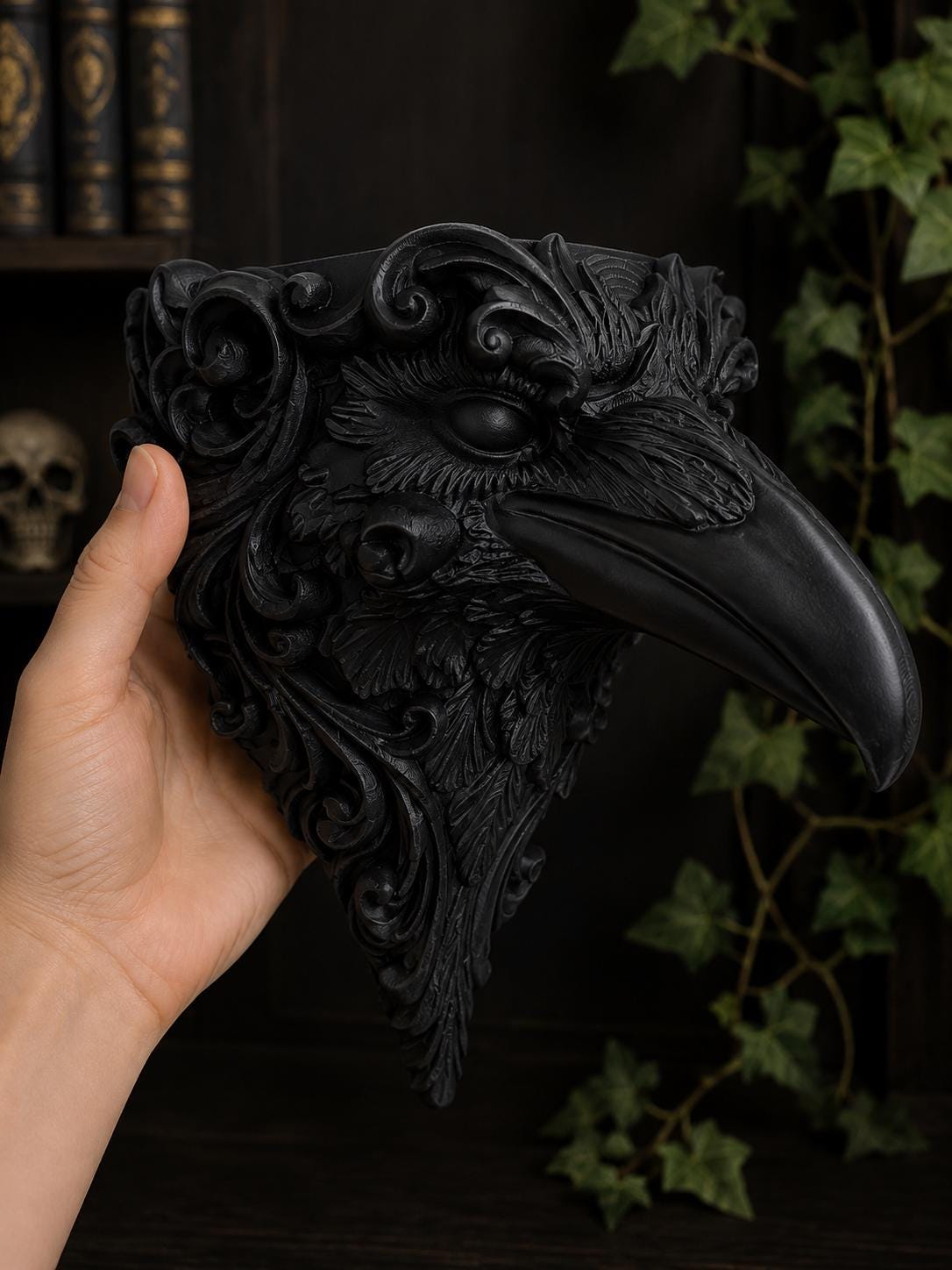 Gothic Raven Wall Planter | Hanging Crow Plant Pot | Gothic Home Decor | Dark Academia Wall Decor | Choose Your Colour