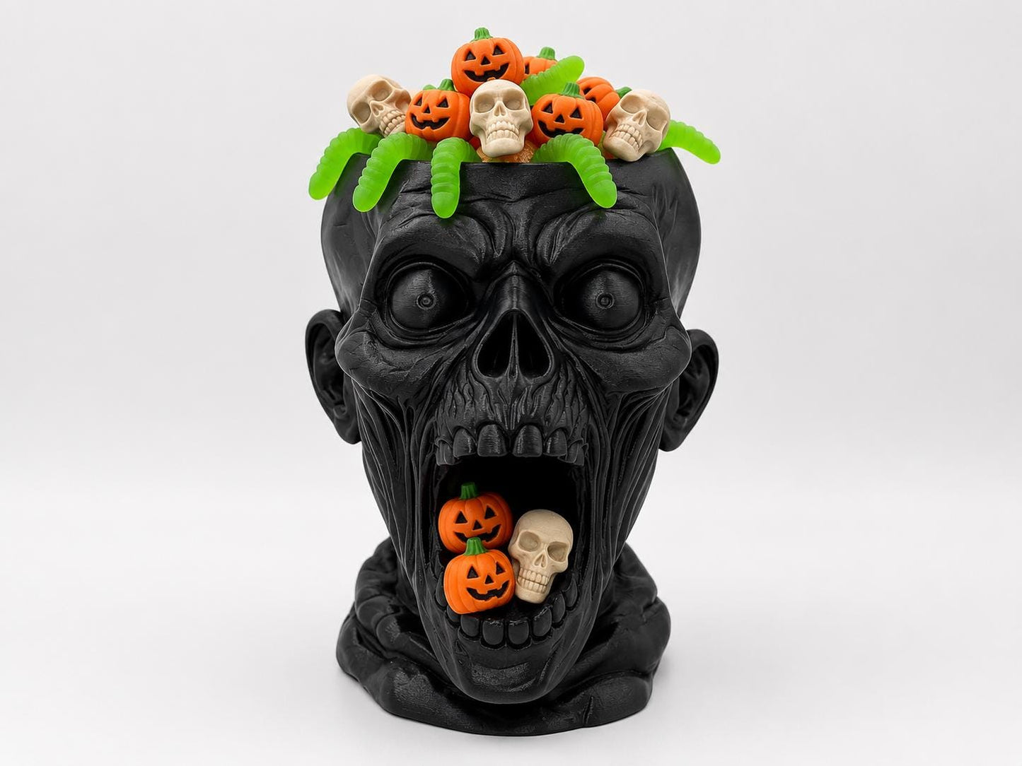 Zombie Head Planter & Halloween Candy Bowl | Creepy Skull Plant Pot | Horror Halloween Decor | 3D Printed Zombie Decoration
