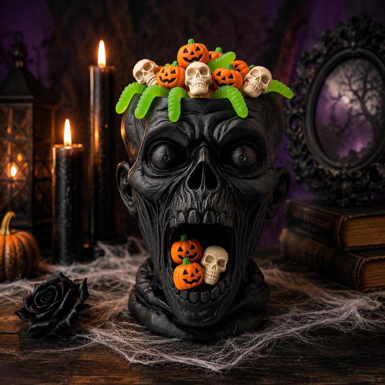 Zombie Head Planter & Halloween Candy Bowl | Creepy Skull Plant Pot | Horror Halloween Decor | 3D Printed Zombie Decoration