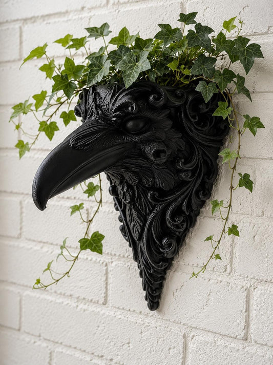 Gothic Raven Wall Planter | Hanging Crow Plant Pot | Gothic Home Decor | Dark Academia Wall Decor | Choose Your Colour