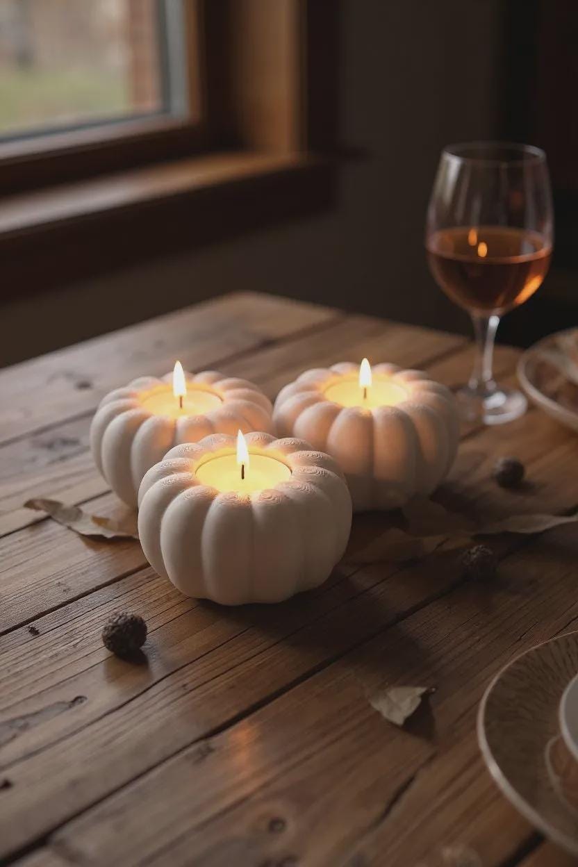 Pumpkin Tealight Holder – Autumn Candle Holder for 3 Tealights – Pumpkin Home Decor – Fall Table Decoration – Halloween Decor