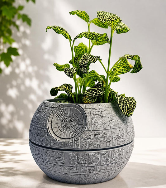 Death Star Plant Pot with Hidden Drip Tray | Star Wars Inspired Planter | Sci Fi Home Decor | Geek Gift