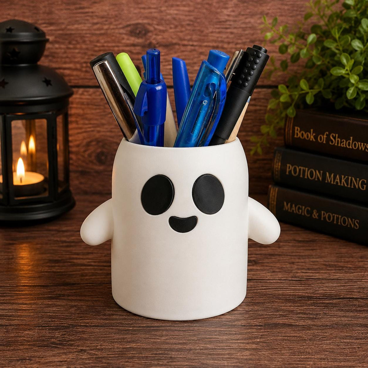 Cute Ghost Planter & Pencil Holder – Knitted or Smooth Ghost Pot – Halloween Decor – Spooky Cute 3D Printed Vase