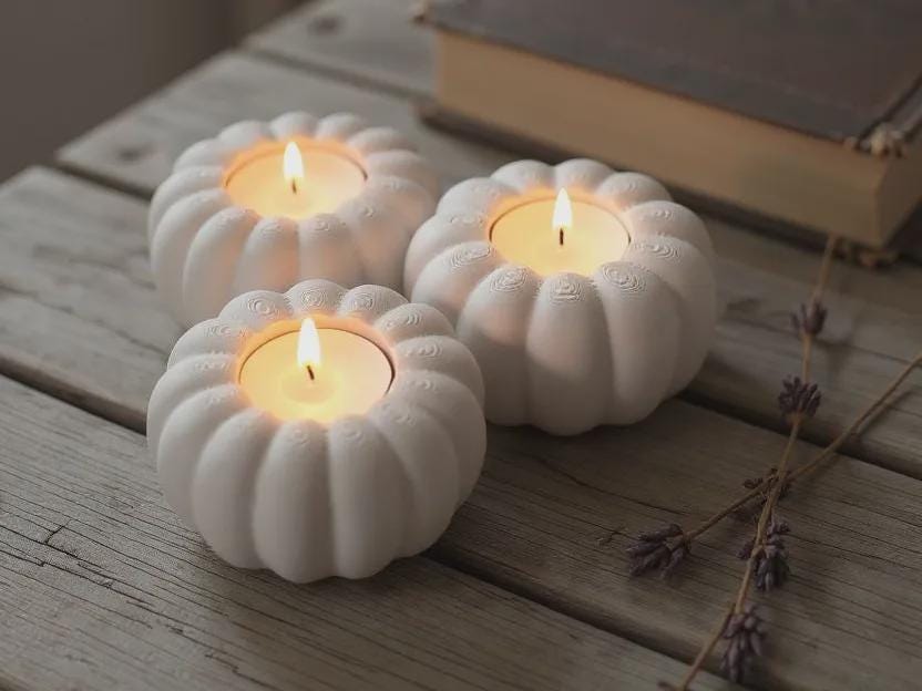 Pumpkin Tealight Holder – Autumn Candle Holder for 3 Tealights – Pumpkin Home Decor – Fall Table Decoration – Halloween Decor